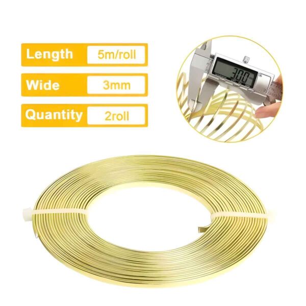32 Feet 2 Rolls Wide Flat Jewelry Craft Wire Aluminum Wire for Jewelry Making Yellow Beading Wire  (Diameter : 1.5 mm)
