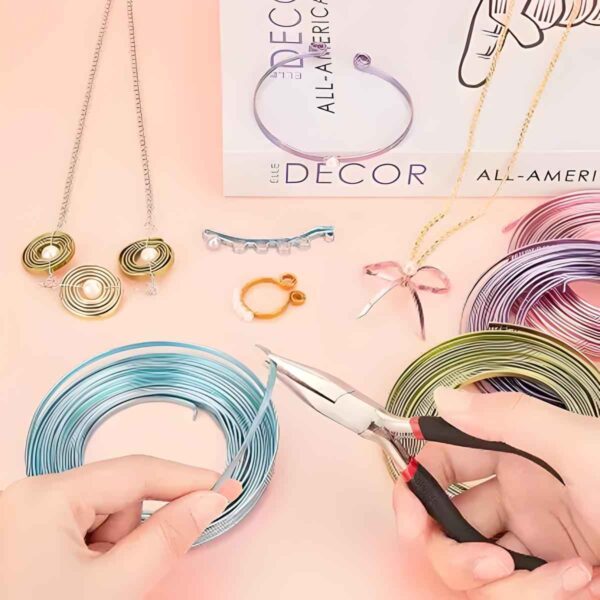 32 Feet 2 Rolls Wide Flat Jewelry Craft Wire Aluminum Wire for Jewelry Making Yellow Beading Wire  (Diameter : 1.5 mm)