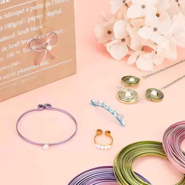 32 Feet 2 Rolls Wide Flat Jewelry Craft Wire Aluminum Wire for Jewelry Making Yellow Beading Wire  (Diameter : 1.5 mm)